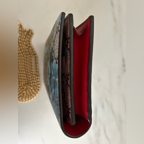 Authentic Gucci Beige GG Supreme Canvas Blooms Wallet On Chain - EUC - Picture 7 of 15
